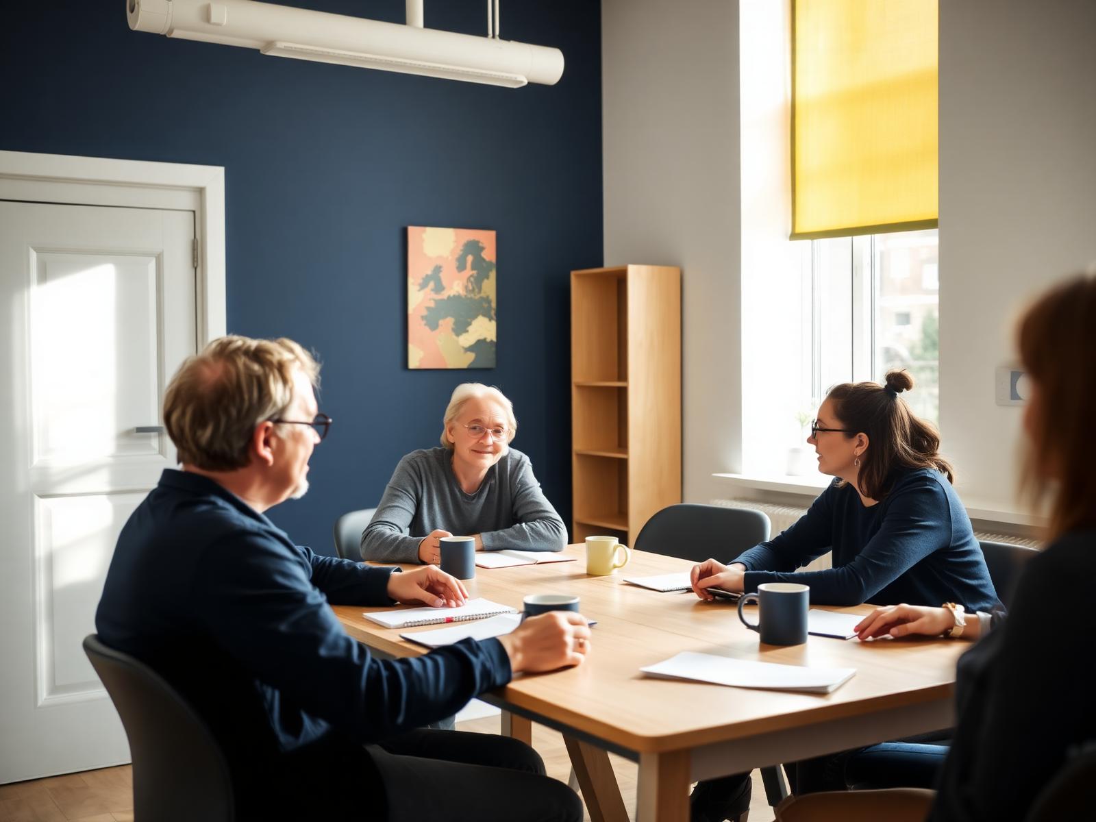 Small-group lesson in progress at Bridge Language School